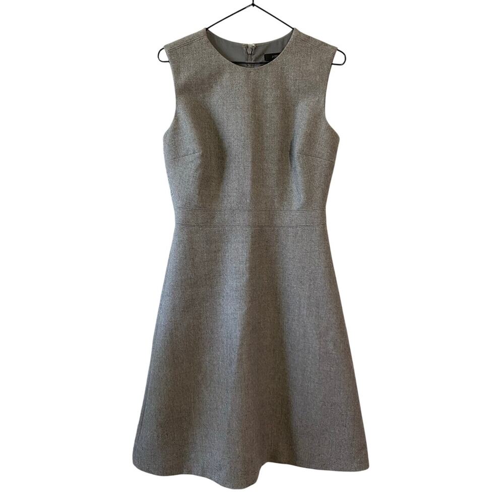 J. Crew Gray Wool Sleeveless A line Dress Sz 2 Preppy Professional Event Career